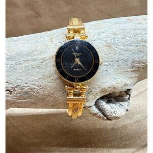 EXPRESS LAX1343 Women's Gold Tone Quartz Bangle Watch Black Dial Roman Numerals